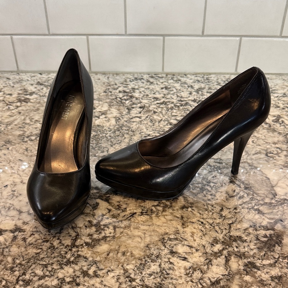 Black Leather Pumps